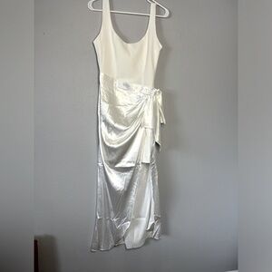 Anthropologie White Satin Midi Dress